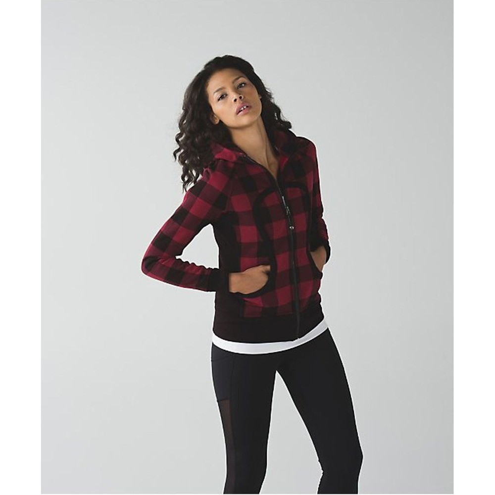 Lululemon Women's Cranberry Black Check Scuba Hoodie II 2